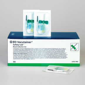 BD Jehla s křidélky Vacutainer zelená 21G (0,8 x 19mm x 178mm)(50ks)