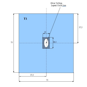 Operační rouška 75x75cm s otvorem 7x10cm s lepením (40ks/bal)(160ks/kart)
